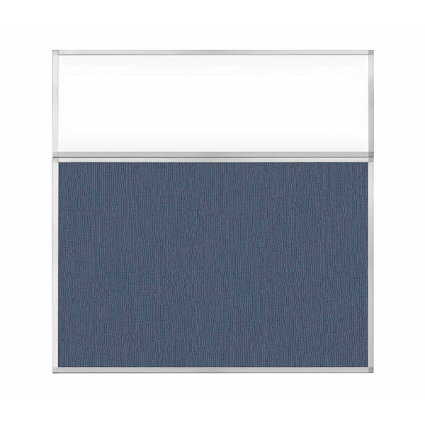 Hush Panel Configurable Cubicle Partition 6' x 6' W/ Window Ocean Fabric Clear Window